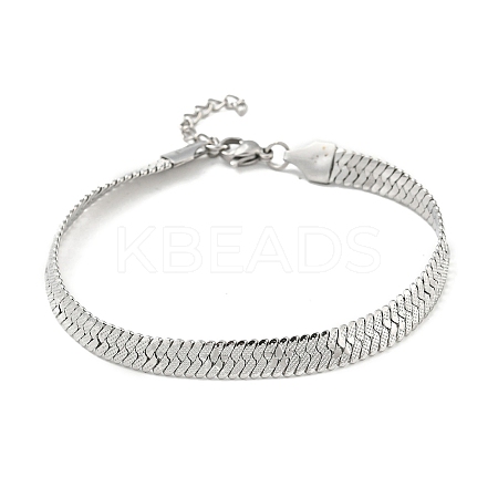 Non-Tarnish 304 Stainless Steel Herringbone Chain Bracelet BJEW-D028-02A-04P-1