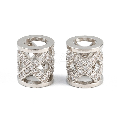 Brass Micro Pave Clear Cubic Zirconia European Beads CU-CBA6A75-25P-1
