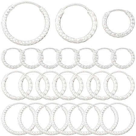 24Pcs 3 Styles Brass Textured Hoop Earrings EJEW-SC0010-89S-1