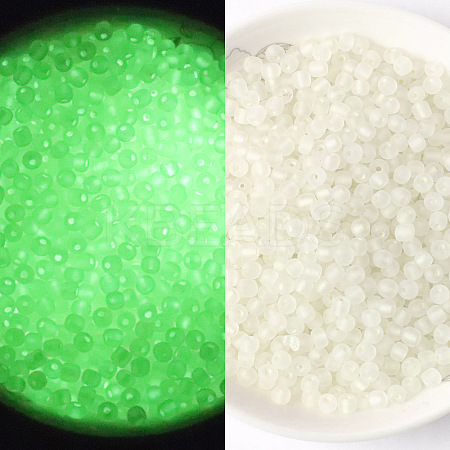 100G Luminous Frosted Glass Beads FGLA-WH0003-01J-1