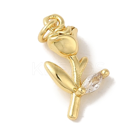Rack Plating Brass Micro Pave Clear Cubic Zirconia Pendants KK-P267-29G-1