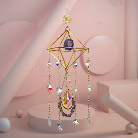 Amethyst Crystal Glass Sun Catcher Pendant PW-WGEA568-01-1