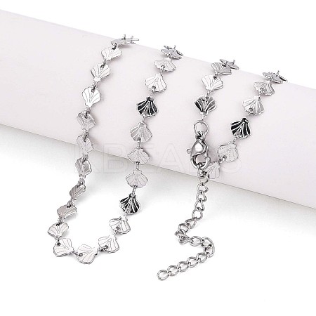 6MM 304 Stainless Steel Shell Shape Link Chain Necklaces NJEW-T016-06P-1