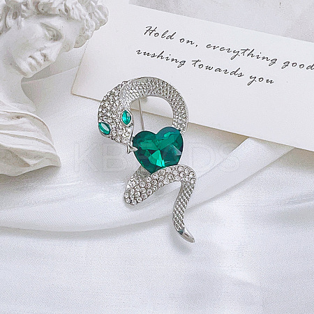 Snake Aolly Rhinestone Brooches JEWB-V008-01P-1