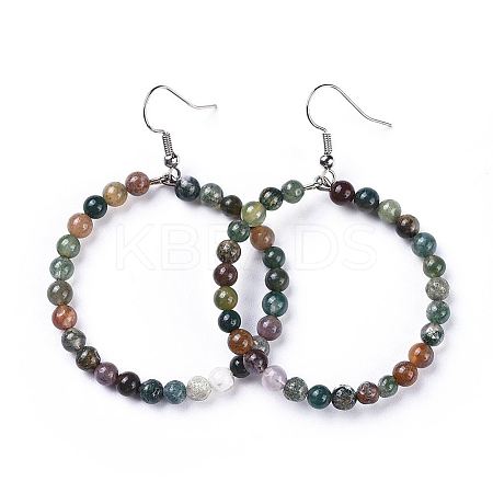 Natural Moss Agate Dangle Earrings X-EJEW-K077-A07-1