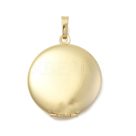 Brass Flat Round Locket Pendants KK-D431-028A-G-1