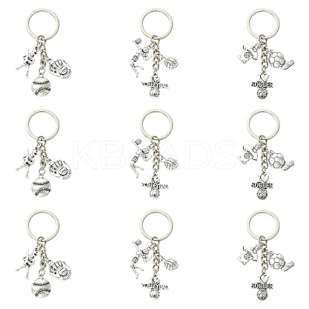 9Pcs 3 Style Sports Alloy Keychains KEYC-YW00249-1
