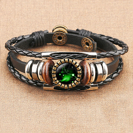 12 Constellations PU Leather Multi-strand Bracelets for Men Women WG878A3-02-1