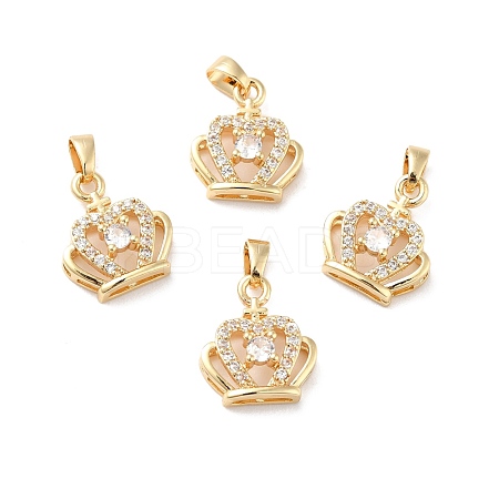 Rack Plating Brass Micro Pave Clear Cubic Zirconia Pendants ZIRC-F128-03G-1