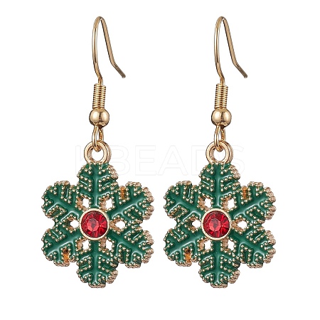 Christmas Theme Alloy Rhinestone Dangle Earrings EJEW-JE05830-01-1