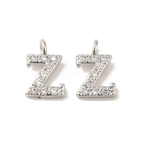Initial Letter Brass Micro Pave Cubic Zirconia Pendants ZIRC-F008-Z-1