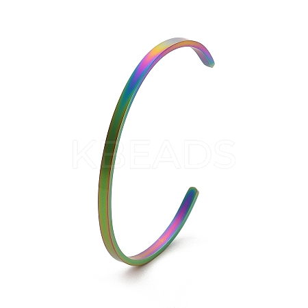 Ion Plating(IP) 304 Stainless Steel Cuff Bangles for Women BJEW-K173-02MC-1