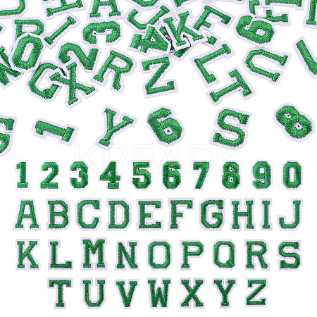 36Pcs 2 Sets 2 Styles Letter A~Z & Number 0~9 Polyester Embroidery Sew On Patches Sets PATC-TA0001-55C-1