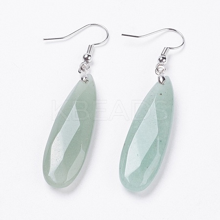 Natural Green Aventurine Dangle Earrings EJEW-F158-D01-1
