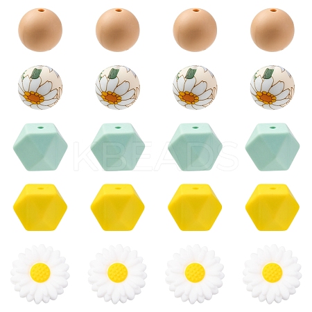 5 Styles Food Grade Eco-Friendly Silicone Beads SIL-FS0001-25-1