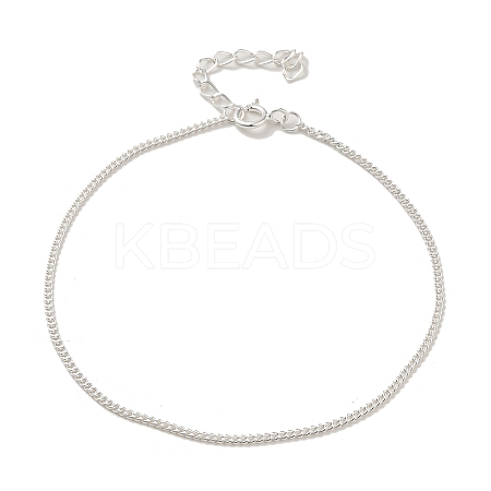 925 Sterling Silver Curb Chain Bracelets for Women BJEW-E101-01S-10-1