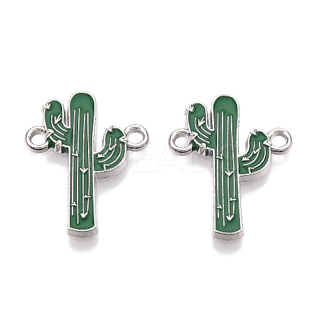 Rack Plating Alloy See Greem Enamel Connector Charms ENAM-N056-349P-1