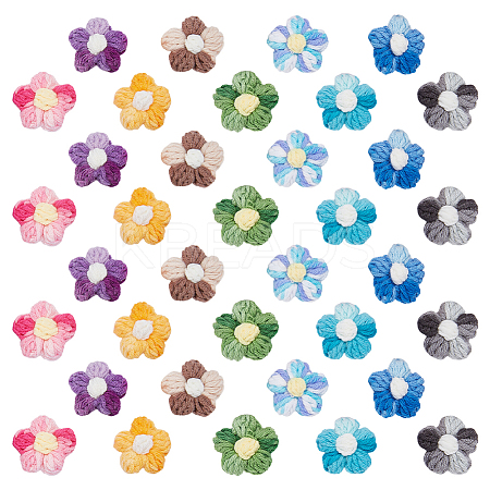 36Pcs 9 Colors Wool Yarn Flower Ornament Accessories AJEW-FG0005-27-1
