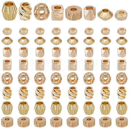 80Pcs 8 Styles Brass Spacer Beads KK-BBC0025-81-1