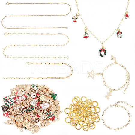 Christmas Theme DIY 304 Stainless Steel Chains Bracelet/Neckalces Making Kits DIY-SP0006-04-1