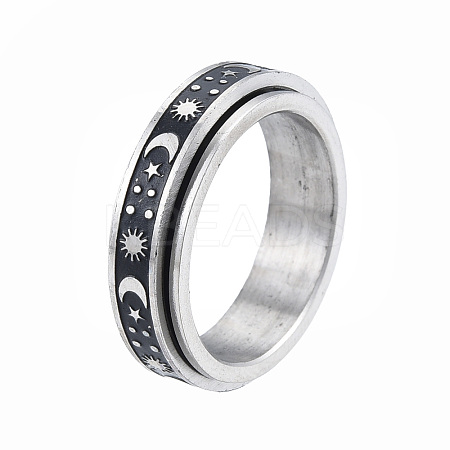 Non-Tarnish 201 Stainless Steel Planet Rotating Ring RJEW-N043-28-1