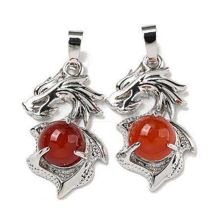 Dyed & Heated Natural Carnelian Pendants G-G111-01P-04-1