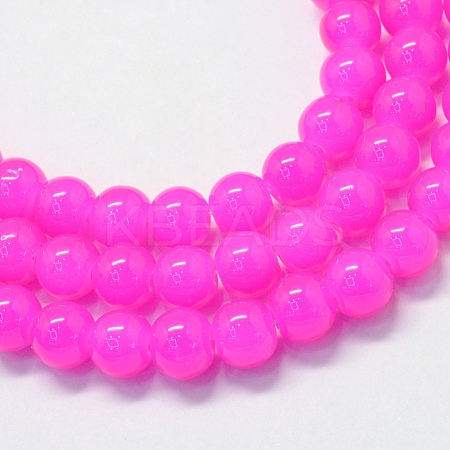 Baking Paint Imitation Jade Glass Round Bead Strands DGLA-Q021-10mm-28-1