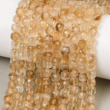 Heated Natural Citrine Beads Strands G-B175-C06-4x4mm-1
