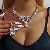 Teardrop Alloy Rhinestone Bib Necklaces & Stud Earring Sets for Women FS-WG2AA93-03-4