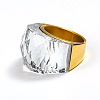 Fashionable 304 Stainless Steel & Glass Finger Rings for Women FS-WG90577-01-2