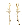Clear Cubic Zirconia Butterfly Dangle Hoop Earrings EJEW-P224-04G-1
