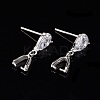 Anti-Tarnish Rhodium Plated 925 Sterling Silver Dangle Stud Earing Settings STER-K038-008P-4
