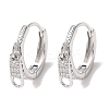 Zipper 925 Sterling Silver Micro Pave Clear Cubic Zirconia Hoop Earrings EJEW-K317-01P-4