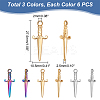 18Pcs 3 Colors 304 Stainless Steel Pendants STAS-UN0042-22-3