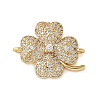 Brass Micro Pave Clear Cubic Zirconia Connector Charms KK-C086-04G-1