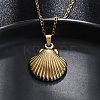 Shell Shape 304 Stainless Steel Pendant Necklaces NJEW-M096-20G-4