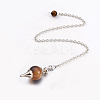 Natural Tiger Eye Sphere Dowsing Pendulums BJEW-E292-A09-2