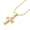 Brass Pave Clear Cubic Zirconia Cross Pendant Necklaces for Women LS-NJEW-K381-04G-1