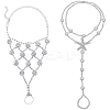 4Pcs 2 Styles Alloy Clear Rhinestone Anklets for Women AJEW-BBC0002-39-1