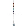 Chakra Mixed Synthetic & Natural Round Gemstone Pointed Dowsing Pendulums PALLOY-JF02520-01-1