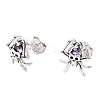 Halloween 925 Sterling Silver Cubic Zirconia Stud Earrings EJEW-P327-01D-AS-2