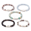 8mm Round Mixed Gemstone Beaded Stretch Bracelets BJEW-JB10309-1