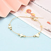 Adjustable Brass Beaded Slider Bracelets for Women BJEW-T022-25G-1