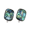 304 Stainless Steel Pave Natural Paua Shell Stud Earring Findings STAS-Z125-08P-2