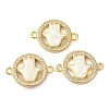 Rack Plating Brass Micro Pave Clear Cubic Zirconia Ring with Hamsa Hand Connector Charms KK-K385-090G-1