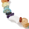 Natural & Synthetic Mixed Gemstone Chips & Shell Beaded Stretch Bracelet BJEW-JB09897-02-2