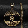 201 Stainless Steel Pendant Necklaces NJEW-C042-07G-1