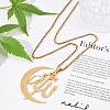 201 Stainless Steel Moon & Arabic Pendants Box Chain Necklaces for Women Men NJEW-R013-02G-2