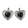 Natural Obsidian Peach Love Heart Pendants G-G158-01L-1