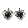 Natural Obsidian Peach Love Heart Pendants G-G158-01L-1